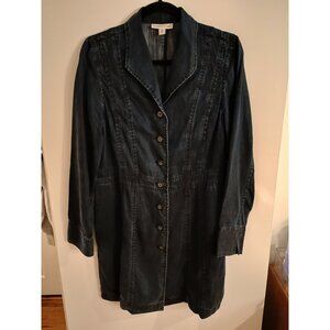 Coldwater Creek Button Down Chambray Denim Dress 100% Tencel Lyocell Sz 8